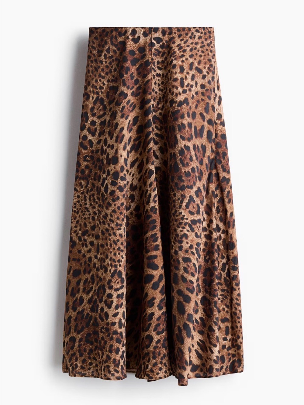 H&M Leopard Print A-Line satin Maxi Skirt - Brown & Black